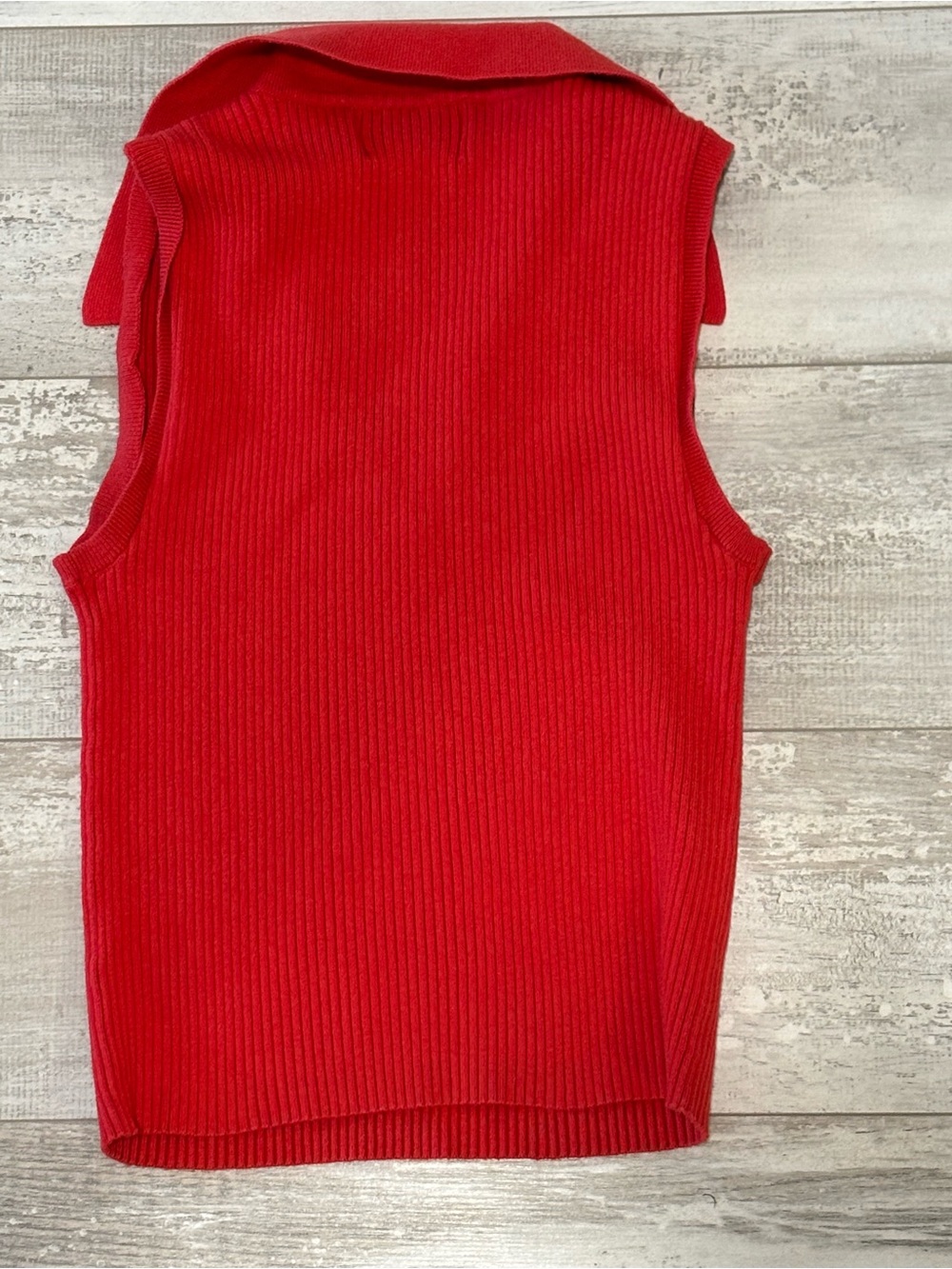 Old Navy Bright Red Ribbed Collared Tank - Picture 3 of 4
